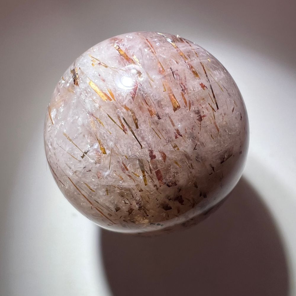 Golden Rutilated Quartz Marble Sphere - Picture 3 of 11